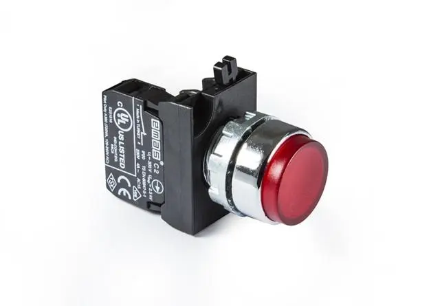 Кнопка нажимная круглая выступающая CM200HK (1НЗ) красн. EMAS CM200HK
