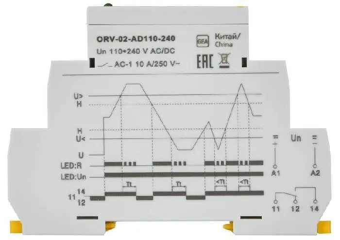 Реле повышения напряжения ORV 1ф 110-240В AC/DC IEK ORV-02-AD110-240