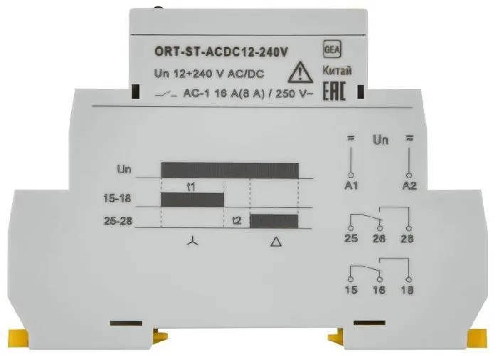 Реле пуска звезда-треугольник ORT 12-230В AC/DC IEK ORT-ST-ACDC12-240V