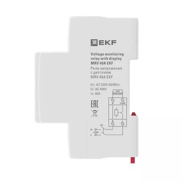 Реле напряжения с дисплеем MRV 40А PROxima EKF MRV-40A