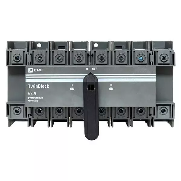 Рубильник 4п 63А реверсивный с рукояткой для прямой установки TwinBlock EKF tb-s-63-4p-rev