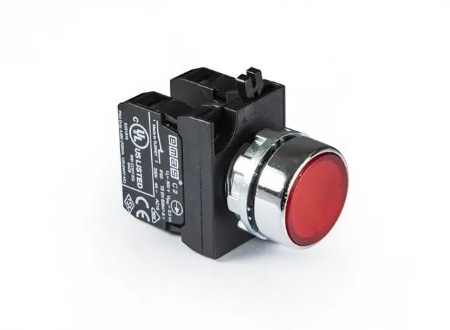 Кнопка нажимная круглая CM202DК (2НЗ) красн. EMAS CM202DK