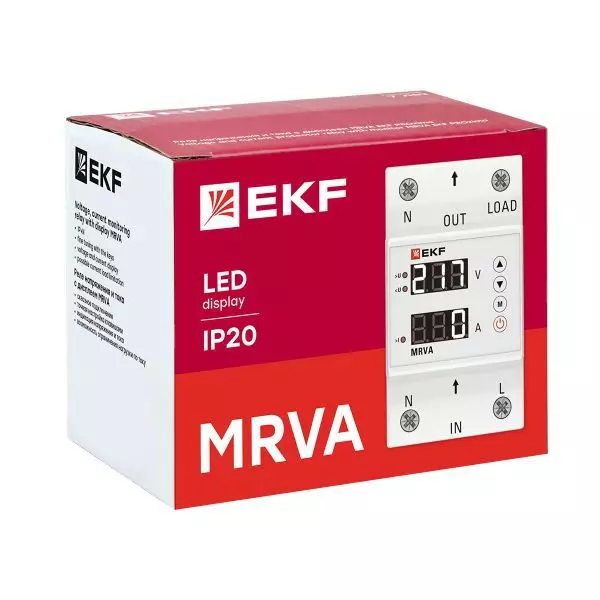 Реле напряжения и тока с дисплеем MRVA 63А PROxima EKF MRVA-63A
