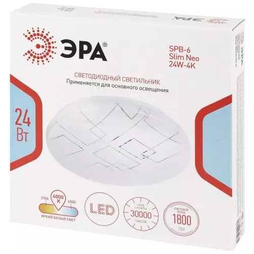 Светильник светодиодный SPB-6 Slim Neo 24W-4K 24Вт 4000К IP20 1800лм без ДУ Эра Б0071149