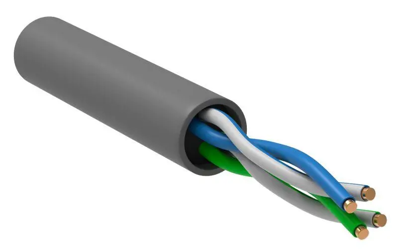 Кабель витая пара U/UTP кат.5E 2х2х24AWG LSZH сер. РФ/С (уп.305м) ITK LC1-C5E02-121-S-R