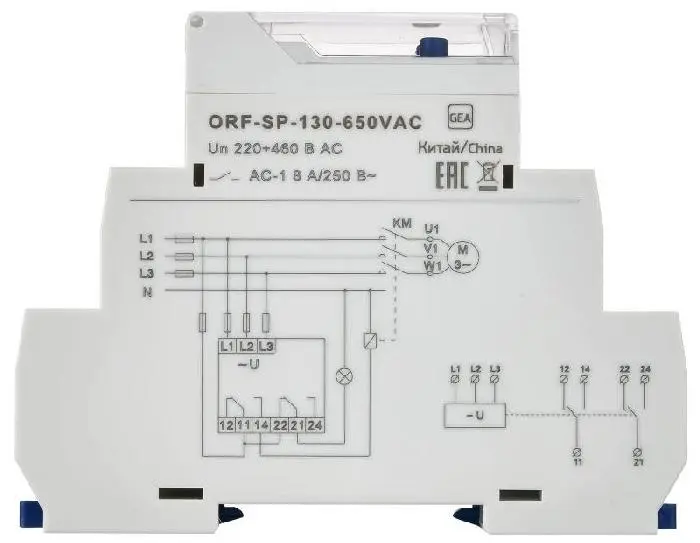 Реле фаз ORF-SP 3ф. 2 конт. 130-650В AC ONI ORF-SP-130-650VAC