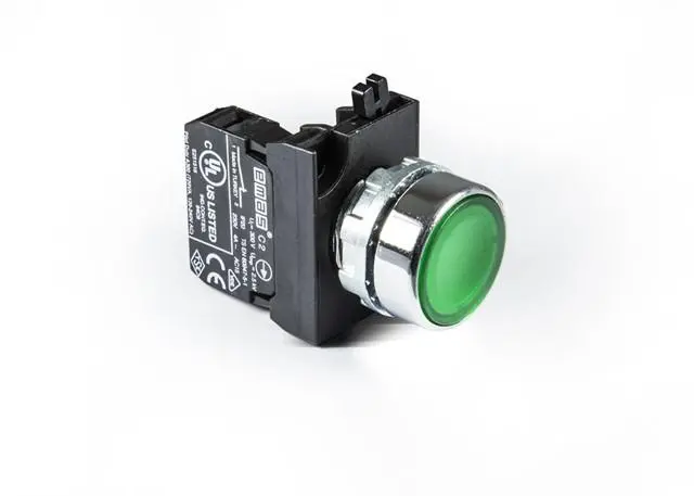 Кнопка нажимная круглая CM200DY (1НЗ) зел. EMAS CM200DY