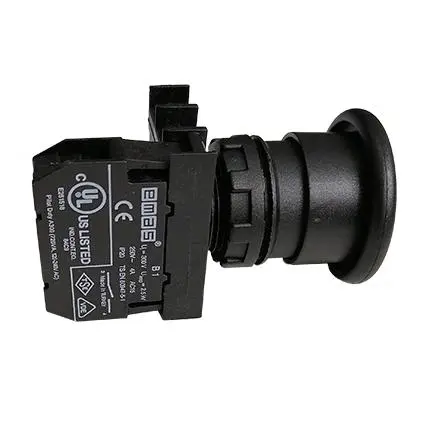 Кнопка "Грибок" 1НО без фиксации черн. EMAS B100MH