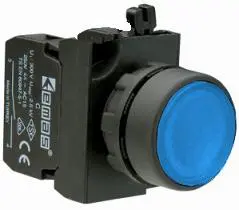 Кнопка нажимная круглая CP102DМ (1НО+1НЗ) син. EMAS CP102DM