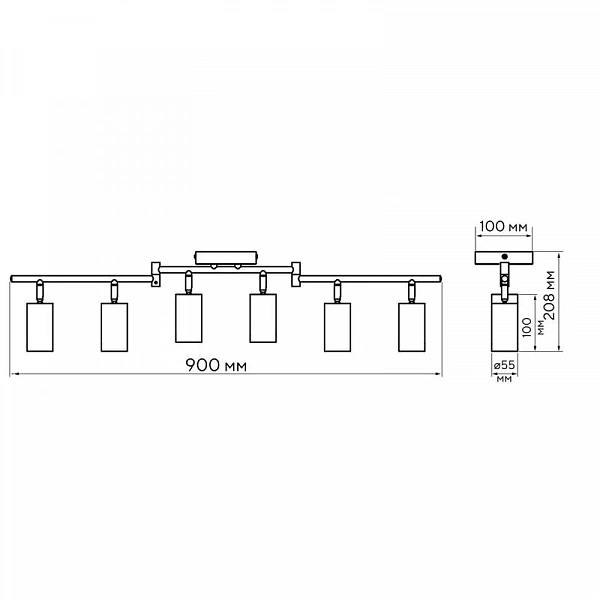 Светильник PCL-0606 6xGU10 IP20 230В WH настен./потолочн. декор. под лампу JazzWay 5066786