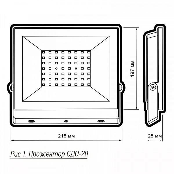 Прожектор светодиодный СДО-20 100Вт 6500К IP65 230В BL ДО прозр. закален. стекло ФАZА 5047341