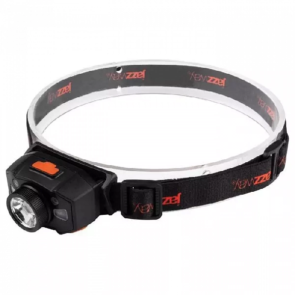 Фонарь аккумуляторный налобный AccuH1-L5WZ-og zoom LED 5Вт + 2хRED SMD IP54 5 режимов: 100проц. 180лм 3.5ч/50проц. 110лм 5.5ч/30проц. 65лм 15ч/красн. 28ч/мигающ. красн. 12ч аккум. 0.8А.ч управл. жестами черн./оранж. JazzWay 5036611