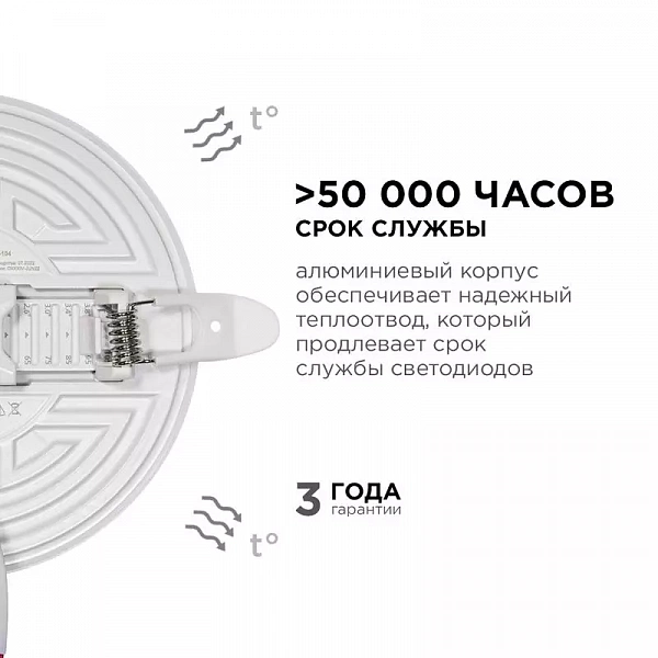 Панель светодиодная встр. 3 реж. свечения 12Вт(8Вт+4Вт) 230В 1020лм 4000К d120х21мм круг Apeyron 06-104
