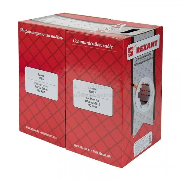 Кабель витая пара F/UTP кат.5e 4х2х24AWG solid ZH нг(А)-HF INDOOR оранж. (м) Rexant 01-0150
