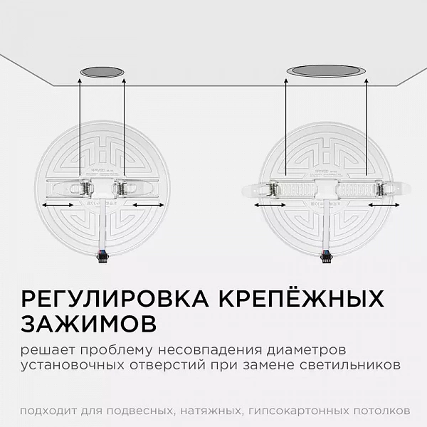Панель светодиодная встр. 3 реж. свечения 24Вт(18Вт+6Вт) 230В 2040лм 4000К d170х21мм круг Apeyron 06-108