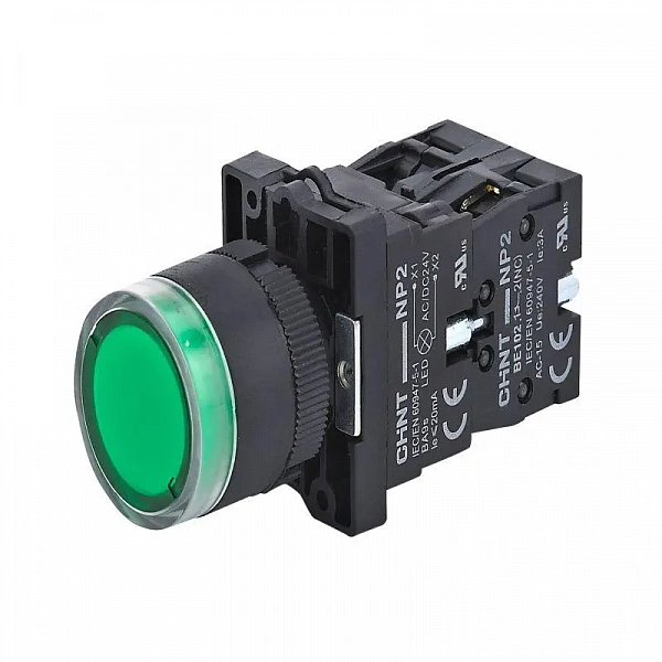Кнопка управления NP2-EW3365 1НО+1НЗ AC/DC 230В (LED) IP40 зел. (R) CHINT 575718