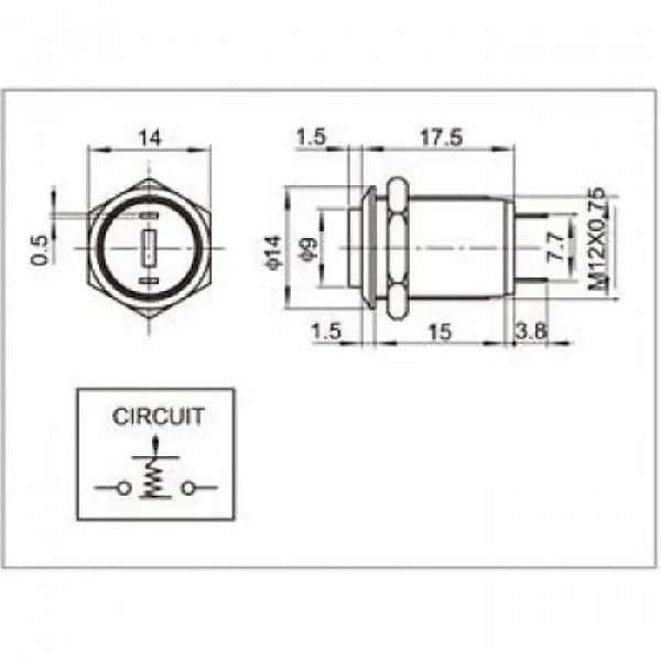 Кнопка антивандальная d12 Б/Фикс (2с) OFF-(ON) выпуклая (A12-B2) Rexant 36-3151