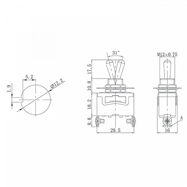 Тумблер 250В 15А (2с) ON-OFF 1п (KN-101) Rexant 36-4110