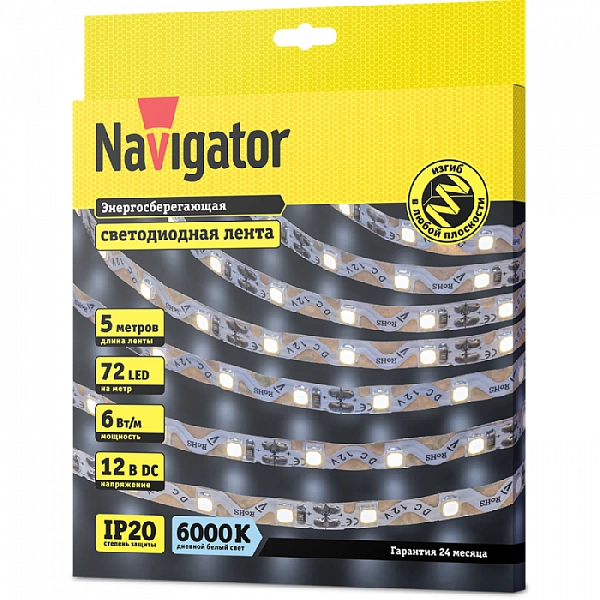 Лента светодиодная 14 470 NLS-2835CWST72-6-IP20-12V (уп.5м) NAVIGATOR 14470
