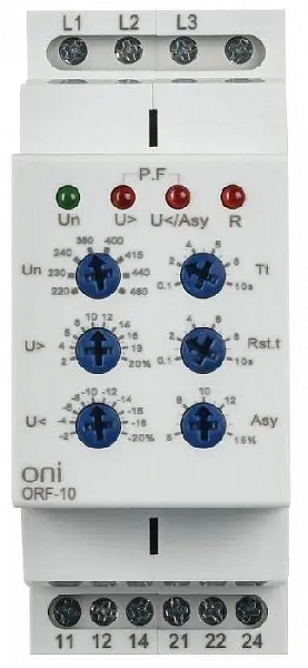 Реле фаз ORF-10 3ф 2 конт. 220-460В AC ONI ORF-10-220-460VAC