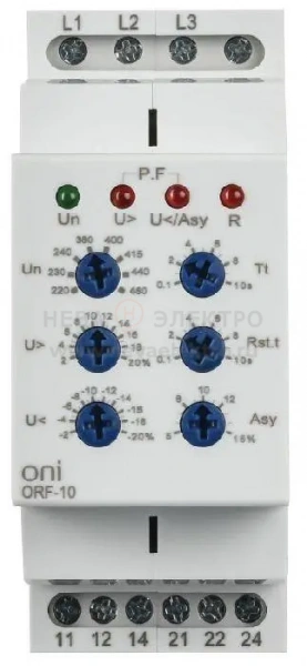 Реле фаз ORF-10 3ф 2 конт. 220-460В AC ONI ORF-10-220-460VAC