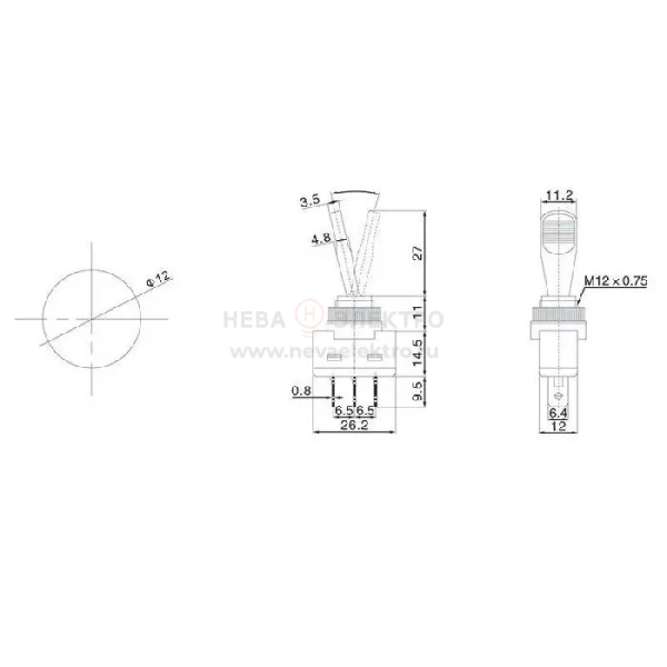 Тумблер 12В 20А (3с) ON-OFF 1п с желт. подсветкой (ASW-13D) Rexant 36-4372