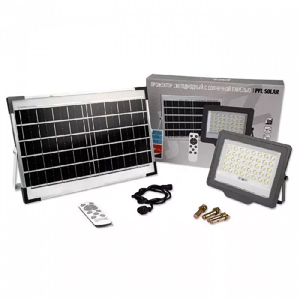 Прожектор светодиодный PFL SOLAR 100 6500К IP65 ДО с солнечн. панелью и пультом в комплекте JazzWay 5044418