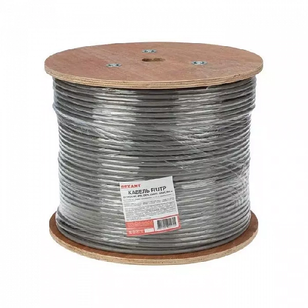 Кабель витая пара F/UTP кат.6 4х2х23AWG LSZH нг(А)-HF INDOOR SOLID CU сер. (305м) Rexant 01-0167