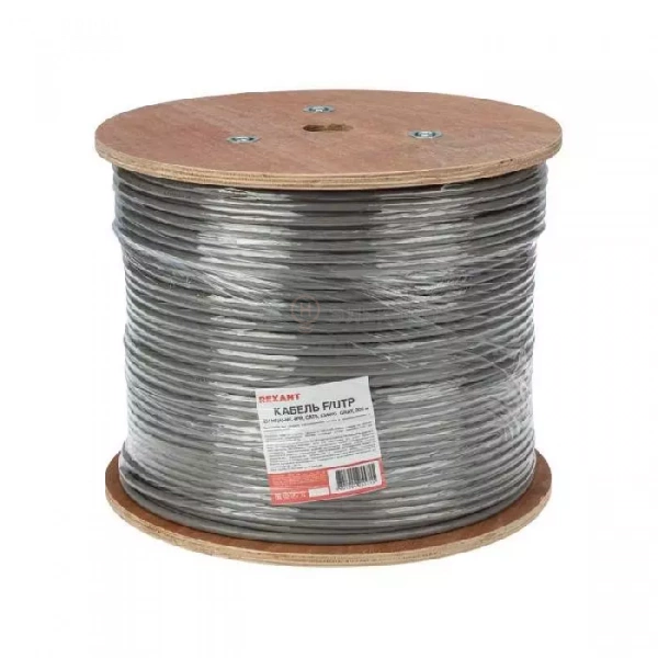 Кабель витая пара F/UTP кат.6 4х2х23AWG LSZH нг(А)-HF INDOOR SOLID CU сер. (305м) Rexant 01-0167