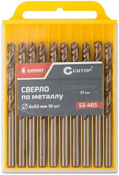 Набор сверл по металлу EXPERT 6х93мм (уп.10шт) Cutop 53-485