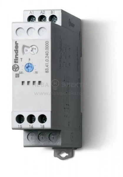 Таймер модульный мультифункциональный (AE EEa FE GE IT BEp DEp SHp) 24…240В AC/DC 2CO 12А 22.5мм регулировка времени 0.05с…10дней IP20 FINDER 835202400000