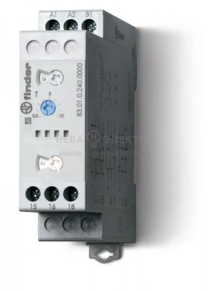 Таймер модульный мультифункциональный (AI DI SW BE CE DE WD) 24…240В AC/DC 1CO 16А 22.5мм регулировка времени 0.05с…10дней IP20 FINDER 830102400000
