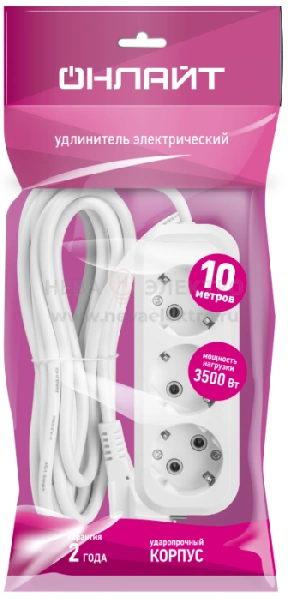 Удлинитель 3х10м с заземл. 16А IP20 90520 OPE-S-03-1000-Е-3х1 ОНЛАЙТ 90520