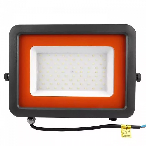Прожектор светодиодный PFL-S2 70Вт 6500К IP65 220–240В ДО с клапаном закален. матов. стекло сер. JazzWay 2853318D