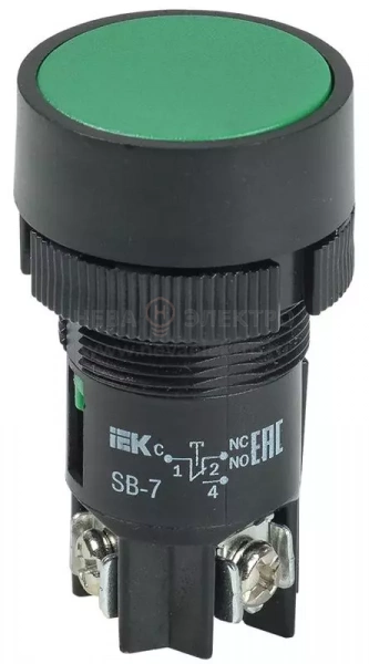 Кнопка SВ-7 "Пуск" d22мм 1НО+1НЗ 240В зел. GENERICA BBT40-SB7-K06