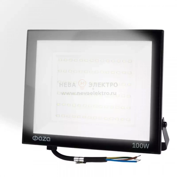 Прожектор светодиодный СДО-20 100Вт 6500К IP65 230В BL ДО прозр. закален. стекло ФАZА 5047341