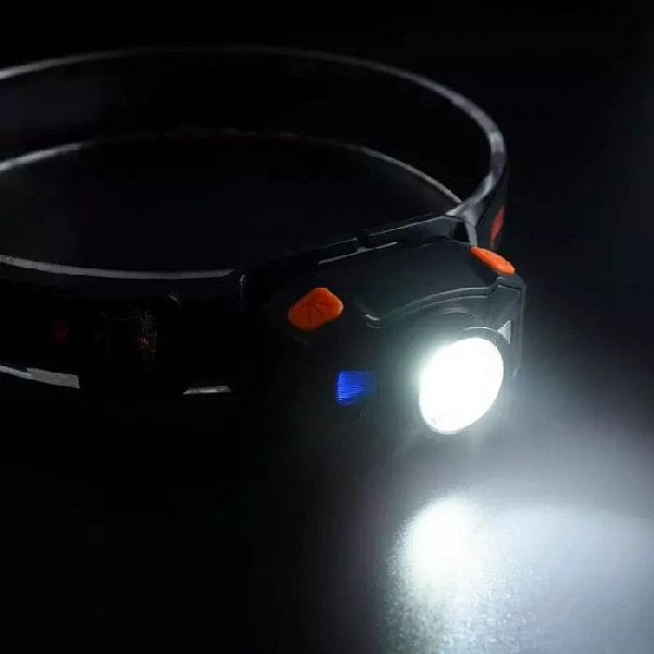 Фонарь аккумуляторный налобный AccuH1-L5WZ-og zoom LED 5Вт + 2хRED SMD IP54 5 режимов: 100проц. 180лм 3.5ч/50проц. 110лм 5.5ч/30проц. 65лм 15ч/красн. 28ч/мигающ. красн. 12ч аккум. 0.8А.ч управл. жестами черн./оранж. JazzWay 5036611