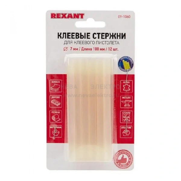 Стержень клеевой d7.4мм L100мм светящийся прозр. (блист.12шт) Rexant 09-1060
