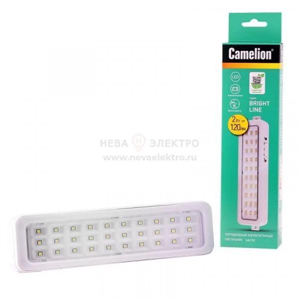 Светильник светодиодный LA-112 30LED 220В аккумуляторный Li-ion бел. Camelion 13149