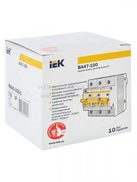 Выключатель автоматический модульный 3п C 25А 10кА ВА47-100 KARAT IEK MVA40-3-025-C