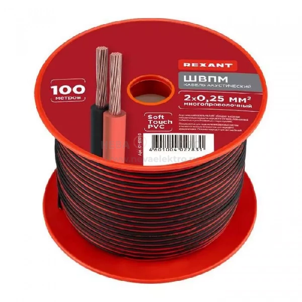 Кабель Stereo 2х0.25 Red/Black 100м (м) Rexant 01-6101-3