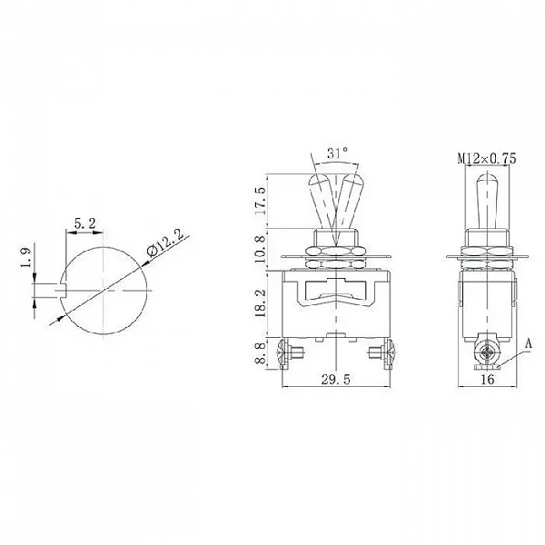 Тумблер 250В 15А (2c) ON-OFF 1п (KN-101) (инд. упак.) Rexant 36-4110-1