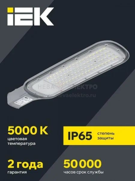 Светильник светодиодный ДКУ 1012-100Ш 5000К IP65 уличный консольный сер. IEK LDKU1-1012-100-5000-K03