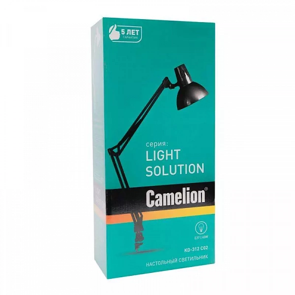 Светильник настольный KD-312 40Вт E27 230В струбцина черн. Camelion 10999