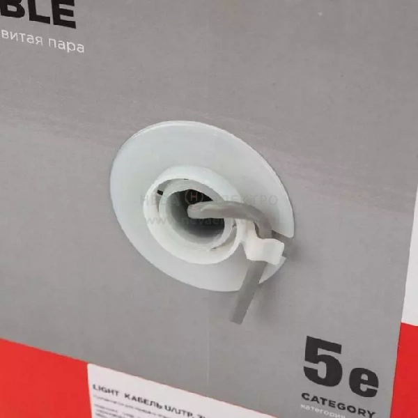 Кабель витая пара U/UTP кат.5E 4х2х24AWG LSZH нг(А)-HF INDOOR SOLID сер. LIGHT (305м) Rexant 01-0059