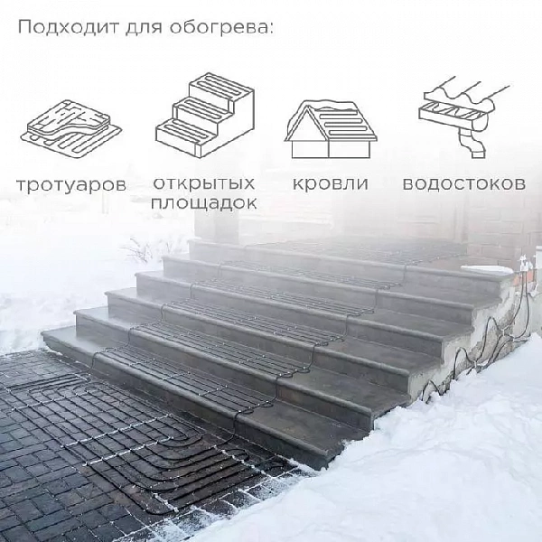 Кабель греющий для обогрева кровли водостоков площадок ступеней ГРК-30-1500-50/50м Rexant 51-0066