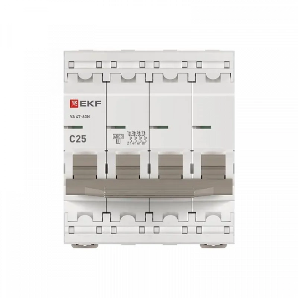 Выключатель автоматический модульный 4п C 25А 4.5кА ВА 47-63N PROxima EKF M634425C
