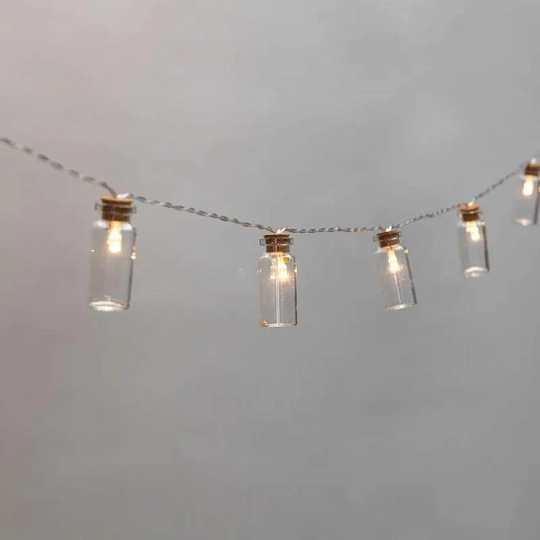 Гирлянда светодиодная "Баночки" 1.5м 10LED тепл. бел. 0.1Вт IP20 провод ПВХ прозр. элементы питания 2хAA (не в компл.) Neon-Night 303-096