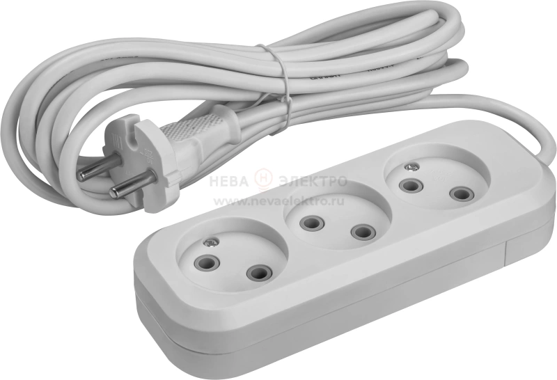 Удлинитель 3х3м без заземл. 10А IP20 90508 OPE-S-03-300-X-2х1 ОНЛАЙТ 90508