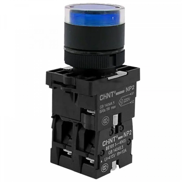 Кнопка управления NP2-BW3661 плоская 1НО AC/DC230В(LED) IP40 (R) син. CHINT 574695